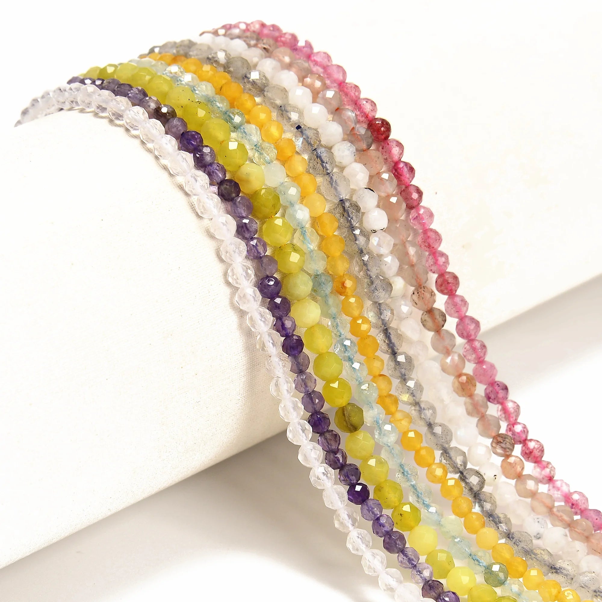 Mixed Gemstone Faceted Round Natural Stone Beads From China 2 3 4 5Mm for Long Healing Small Beads Necklace