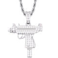 Hot Sale 925 Sterling Silver Jewelry Tiny Gun Design Pendant Full Bling Zircon Necklace Pendant