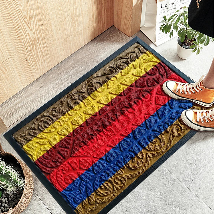 Embossed Engraved Pattern Texture Molded Indoor Outdoor Commercial Welcome Entrance Door Mats