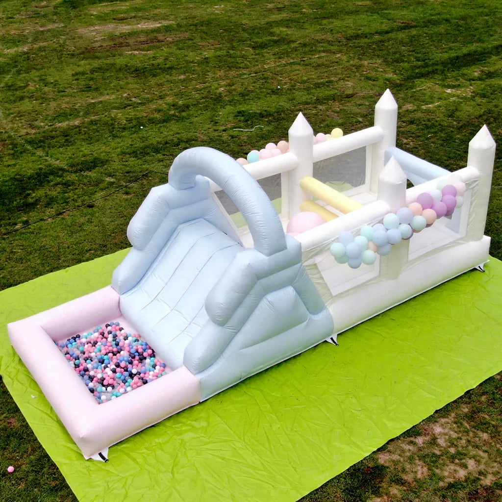 Outdoor Kids Party Inflatable Obstacle Bounce House Combo Castle with SlidesBall PitClimbingObstaclesBlower