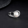 D1012 Abiding Fine Jewelry Factory Price 10mm White Fresh Water Pearl 925 Wedding Rings Sterling Silver Engagement Ring