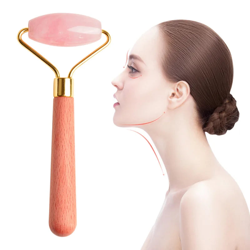 DIY Skincare Product Promotional Gifts Cheap 100% Natural Pink Jade Face Facial Sculptor Tool Jade Roller Gua Sha Set for Women