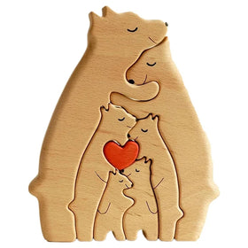 Nana Christmas Gift Family Keepsake Engraved Solid Wood Bear Sculpture Personalized Tabletop Home Decor Collectible 14x17x2cm