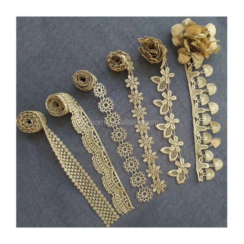 Popular New Product Gold Lace Trimmed Polyester 2.7cm Clothing Accessories DIY Lace Wide Edge JB17