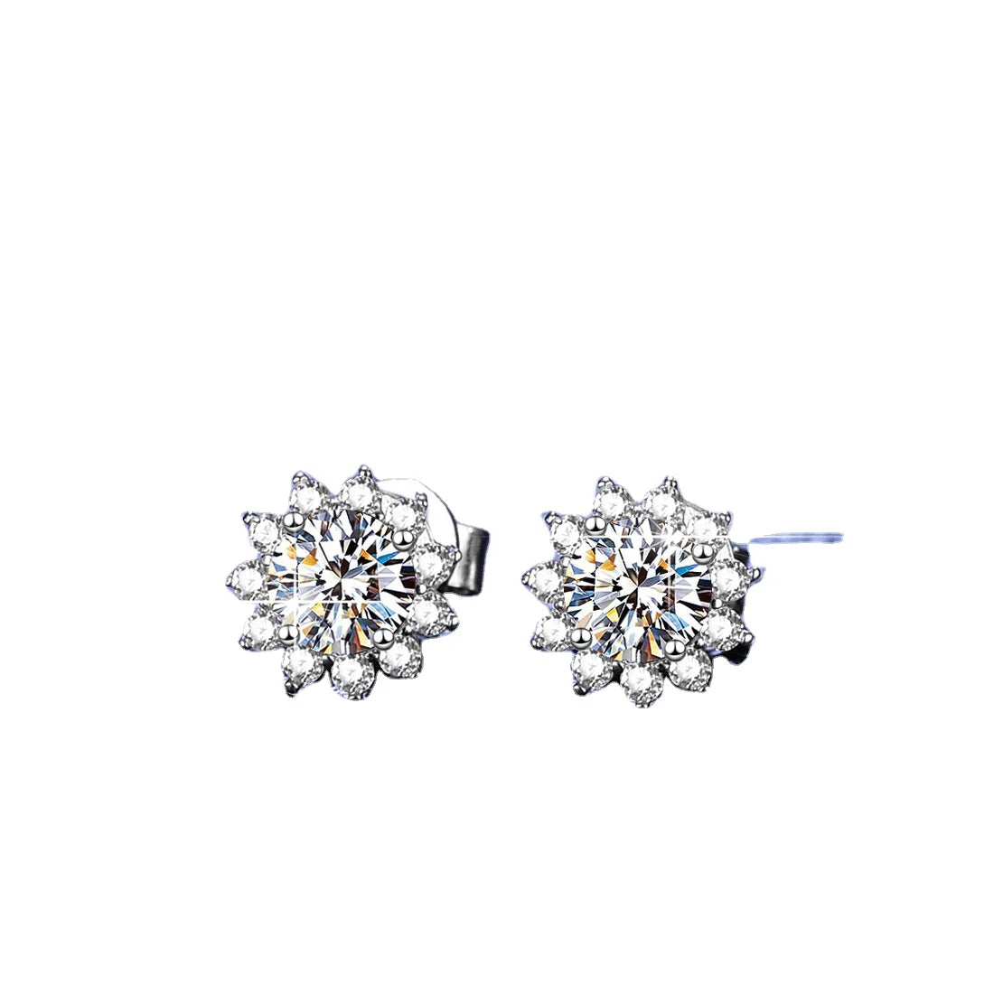FZ-E-008 925 Sterling Silver Flower Shape Stud Earrings with Rhodium & Gold Plating Classic Style in a Pretty Box