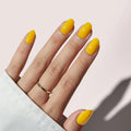BTArtbox Custom Short Oval Press on Nails Supplier Wholesale Stick on Fake Nails Solid Color Yellow Soft Gel Press on Nails