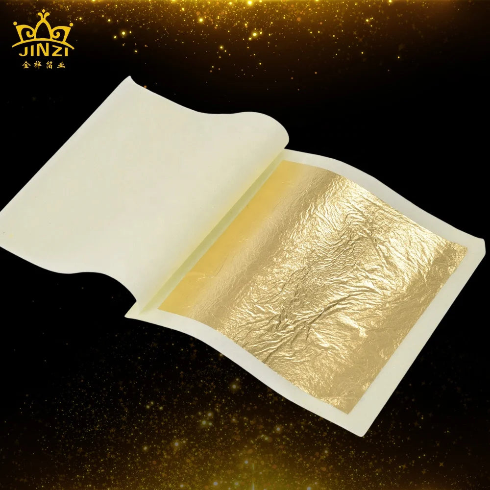 24k Genuine Gold Leaf 4.33cm Edible Gold Leaf Sheets for Baking Buddha Gilding