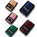 Men's Solid Color Polyester Ties Cufflink Set in Blue Gold Wine Slim Wedding Gravatas Holiday Gift Box for Special Occasions
