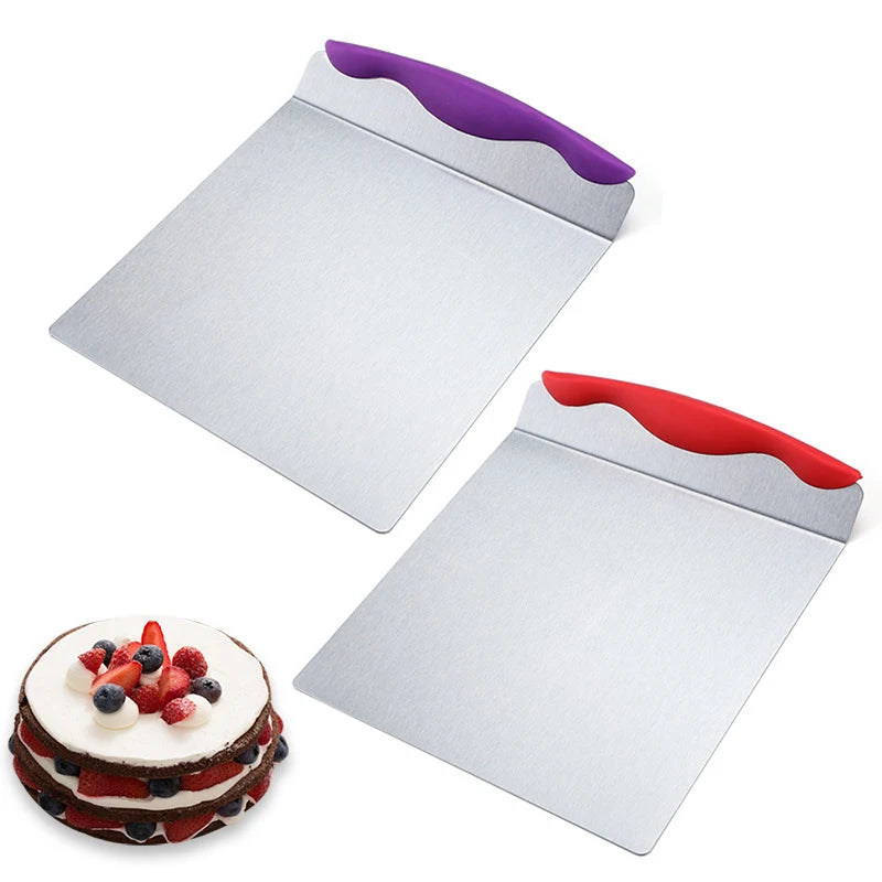 Stainless Steel Cake & Pizza Transfer Spatula Kitchen Accessory with TPR Handle Metal Baking Tool Lifter