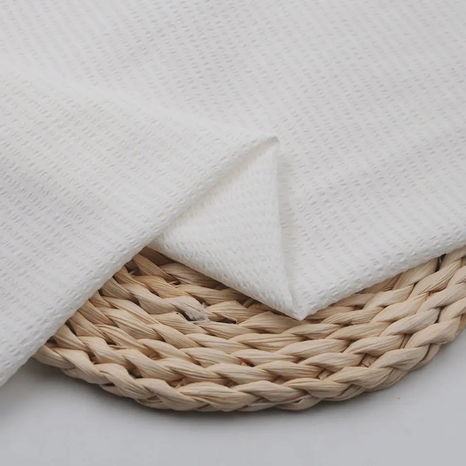 Women Woven Two Tone Stripe Crepe 68% Poly 30% Cotton 2% Spandex Seersucker Fabric for Dress Blouse