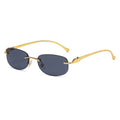 2025 New Small Frame Oval Glasses European and American Metal Leopard Head Trend Sunglasses