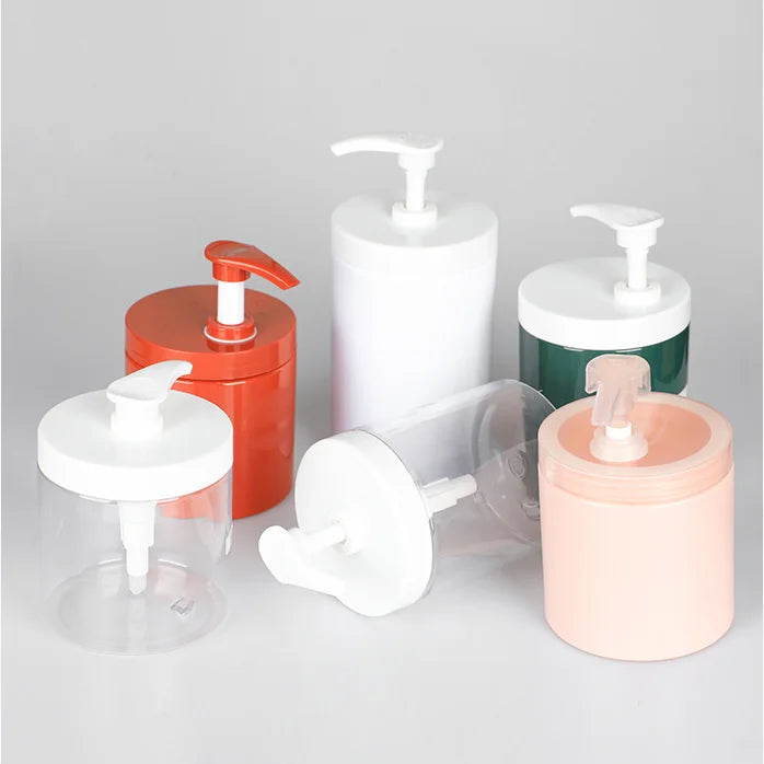 500ml 1000ml Plastic Shampoo Wide Mouth Jar Bottle with Lotion Pump