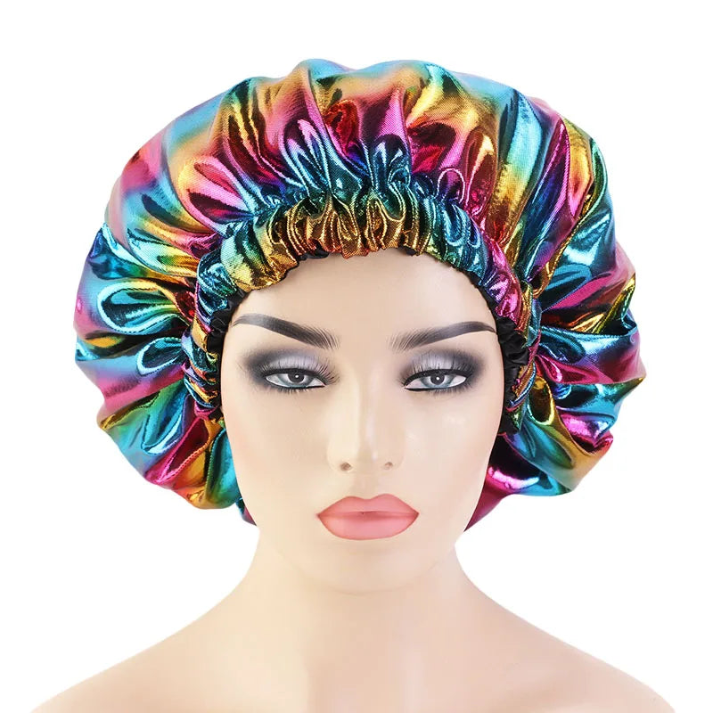 New Luxury Lady Love Laser Bonnet Cap Satin Linner Double Wear African Women Noble Turban Reversible Bonnet 455