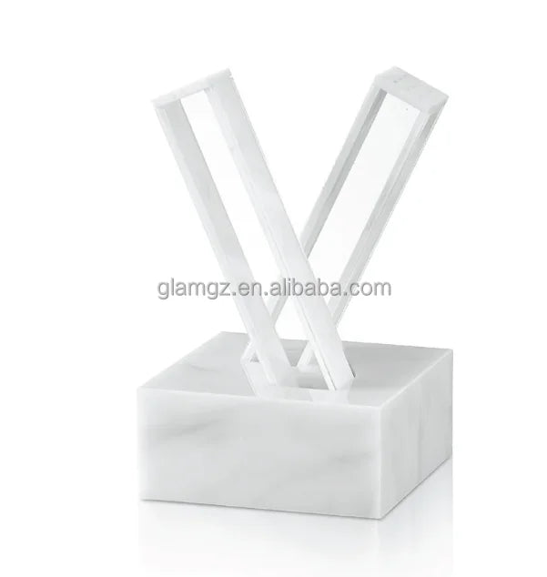 Jewish Judaica White Marble Base Acrylic Salt Shakers Lucite X Salt and Pepper Set