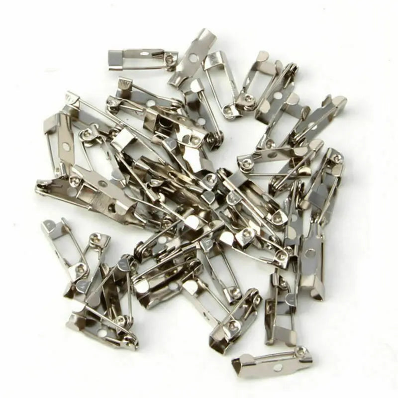50PCS Alloy Silver Brooch Back Bar Pins Safety Rolling Catch DIY Findings Craft Party Wedding Gift 15mm 20mm 30mm 40mm