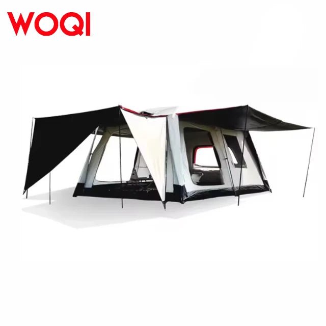 WOQI 2-Room Camping Tent With Divider Curtain Flexible Waterproof Outdoor Tent Poles Good Ventilation View for Family Adventures