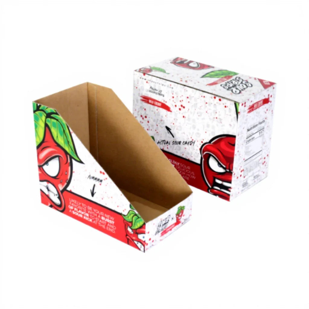 Cardboard Countertop Display Candy Boxes Matt Lamination Recycled Materials Customizable Size Shape Self Erecting Food Packaging
