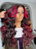 Wholesale Burgundy 13x4 Preplucked Body Wave Red Long Frontal Wig 99J Lace Front Wig Colored Human Hair Wigs with HD Lace