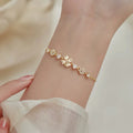 INS Fashion Jewelry 925 Silver Bracelet for Women 18K Gold Plated Chain Flower Shape Opal Bracelet Hand Jewelry for Ladies