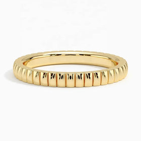 Classic Minimalist 18K Gold Plated Fluted Design Stacking Ring for Women Stacking Daily Wear Brass Jewelry