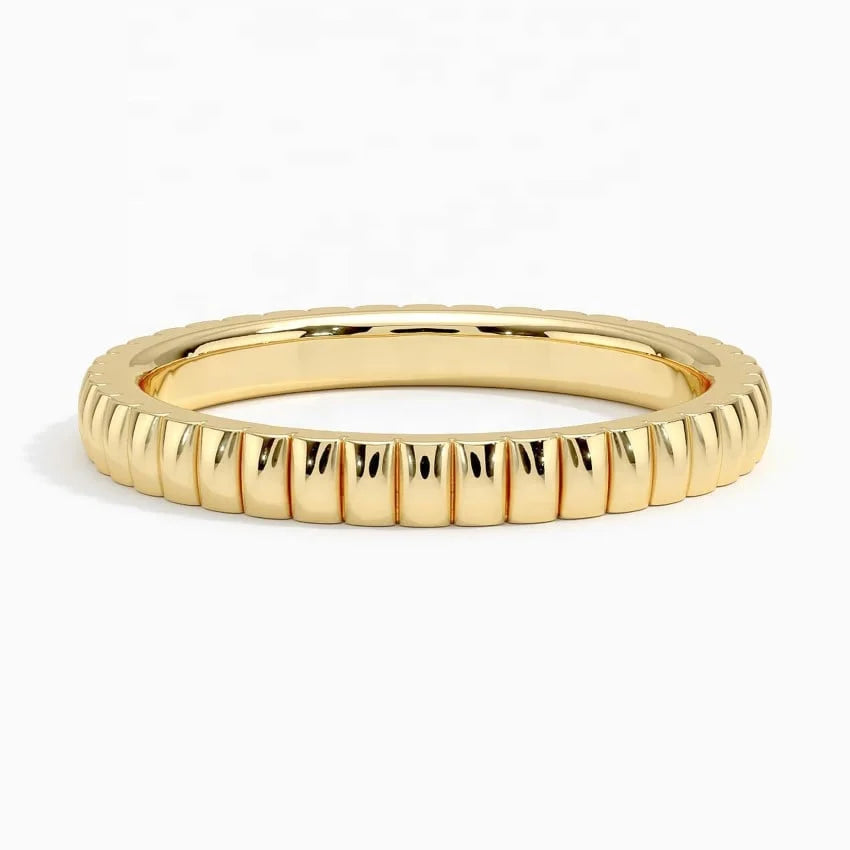 Classic Minimalist 18K Gold Plated Fluted Design Stacking Ring for Women Stacking Daily Wear Brass Jewelry