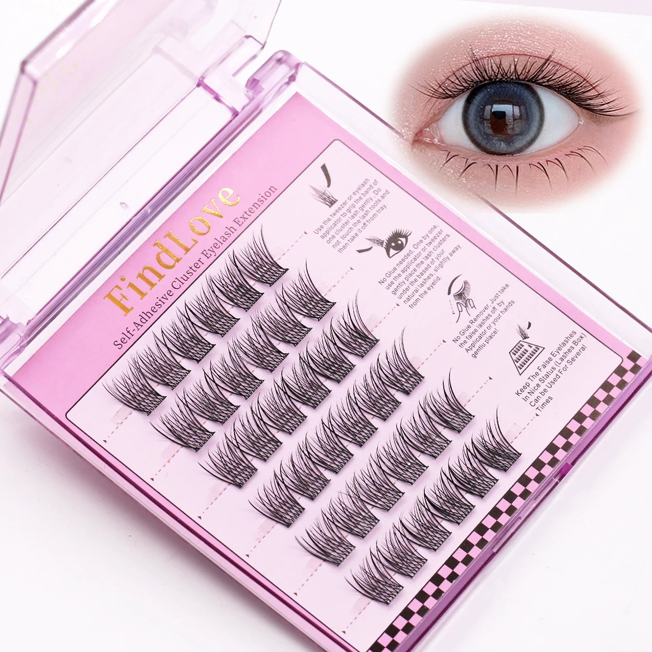 No Glue Needed Segment Diy Eyelash Extension Press on Diy Pre-glue Cluster Eyelashes