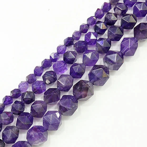 Wholesale Faceted Amethyst Gemstone Beads Natural Diamond Cutting Loose Stone for Jewelry Making