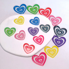 100Pcs New Cute Colorful PVC Glitter Heart Flower Planars Flat Back DIY Scrapbook Embellishment Phone Craft Decoration 24MM 32MM