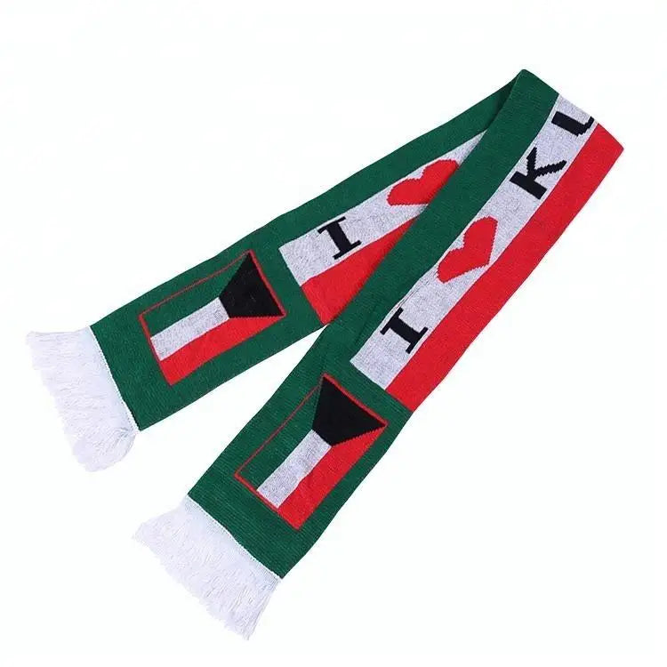 Kuwait Flag Scarf Promotional Product 100%polyester Double Banner Sided Digital Printing Custom Kuwait Flag Scarf