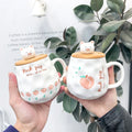 Zogifts 400Ml Creative Action Figure Cartoon Pig Ceramic With Lid and Spoon Kawaii Milk Coffee Tea Cup Sailor Moon Mug