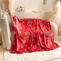 Factory Red Christmas Throw Blanket Single Layer Gift Blankets Printed Flannel Blanket