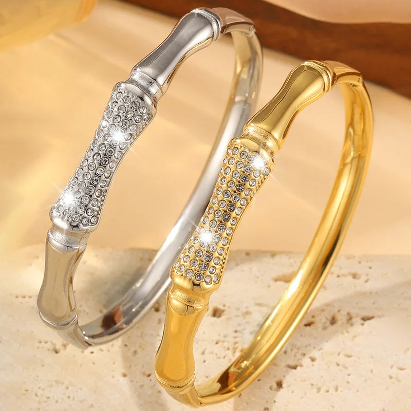 Moissanite Bracelet Fashion Jewelry 18K Gold Plated Titanium Stainless Steel Bracelets Bangles Women