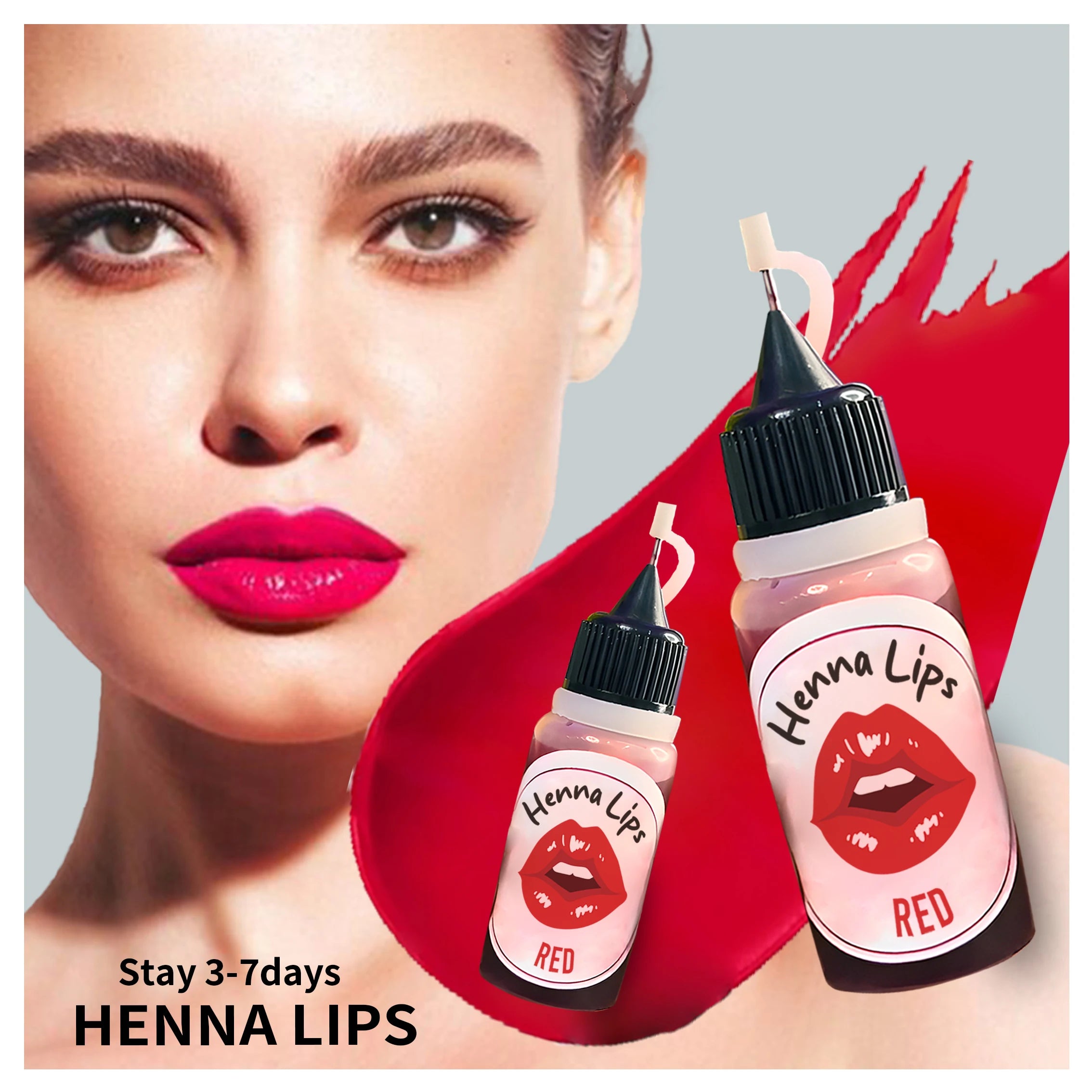 10ml Henna Lip Color Pigment Dye Color Strawberry pink Pe Cosmetic Temporary Makeup logo Package Oem Henna  Cone 3days to 7 Days