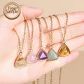 SSeeSY Wholesale Hot Custom Design Fashion Jewelry Necklace Natural Jade Triangle Pendant Brass Copper Necklace Gift for Women