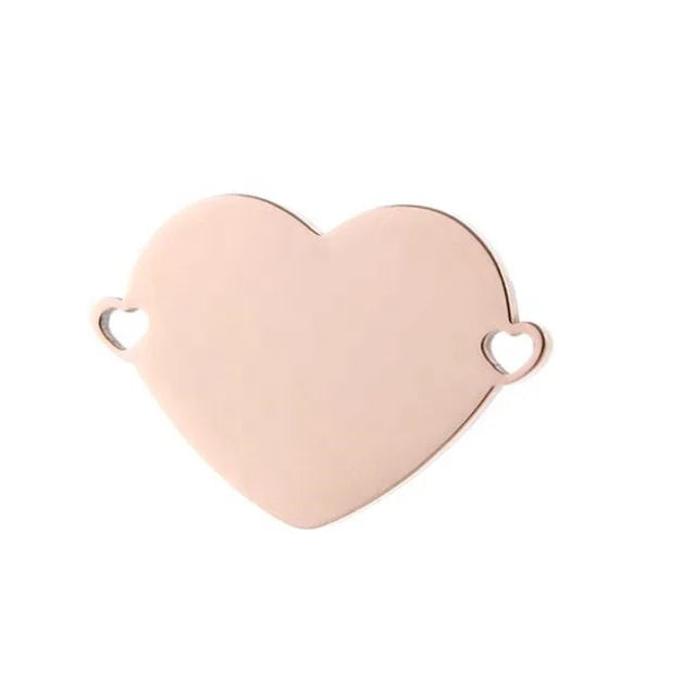 Yiwu Aceon Stainless Steel Heart Hole Solid Blank Stamping Mirror Polished Personalized Connector Heart Charm