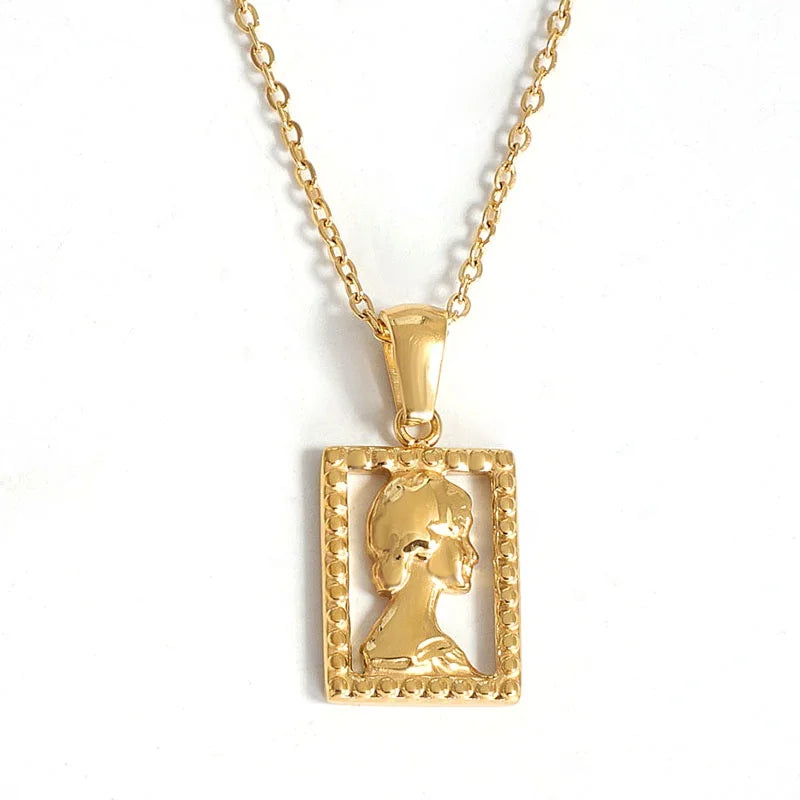 MICCI Custom 18K Gold-Plated Vintage Elegance Statue of Liberty Pendant Necklace for Women Trendy Link Chain Style