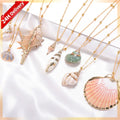 HOVANCI Boho Natural Sea Conch Necklace Gold Chain Cowrie Shell Pendant Necklace for Summer Beach Jewelry