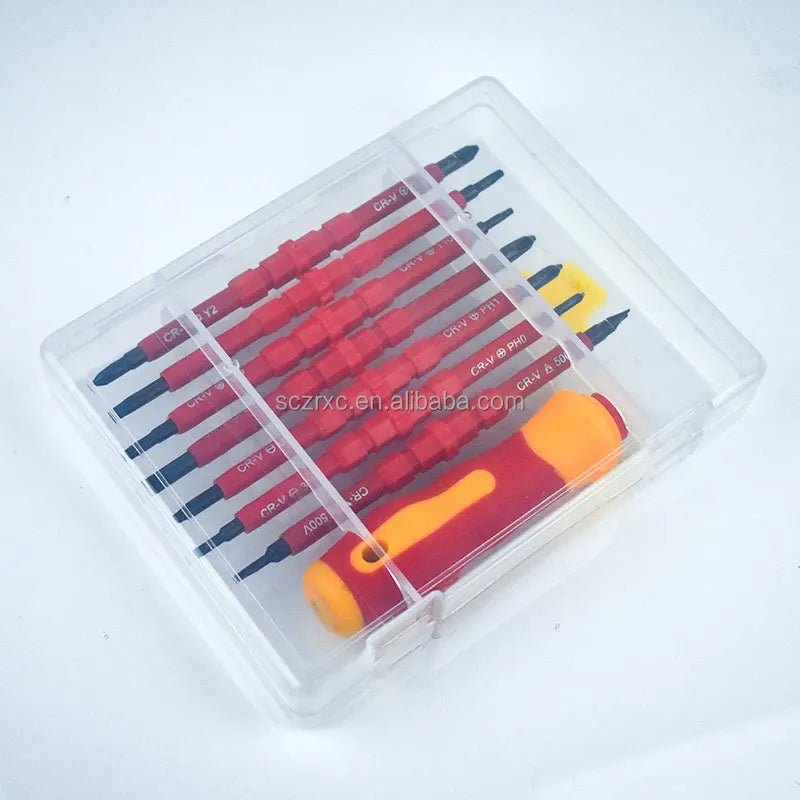CE Certificated 14pcs 1000V Insulated CR-V Screwdriver Set Interchangeable Electrical Tool Kits OEM Customized Support