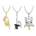 Golden Bird Pendant for Necklace Real 925 Sterling Silver Bunny Ears Hat CZ Pendant Animal Dog Necklaces for Women Fine Jewelry
