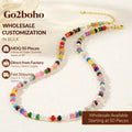 Go2boho Retro Bohemian Copper Metal Spacer Bead Necklace Mixed Color Cut Abacus Exquisite Semi-Gem Chains Women's Anniversary