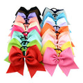 18CM/7\" Big Size Ribbon Bow Hair Ties Solid Color Elastic Hair Bands for Girls Cute Style