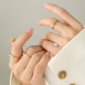 Custom Temperament Stainless Steel 18K Real Gold Plating Little Bowknot Open Adjustable Tail Ring Water Resistant for Woman