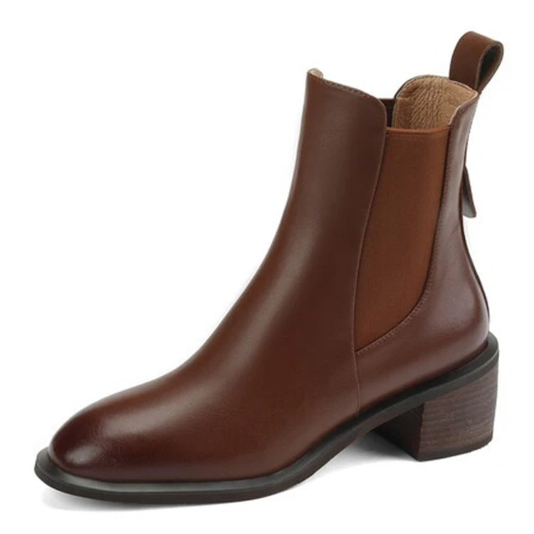 Handmade Genuine Leather Chelsea Boots Women Vintage Comfortable Durable Slip-On Design Ankle Winter Fashion Daily Life Parties