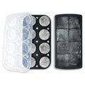 Large and Flexible Set of 2 Silicone Ice Cube Tray With Holder and 8 Cavity Sphere Ice Ball Maker Mold with Lid for Whiskey