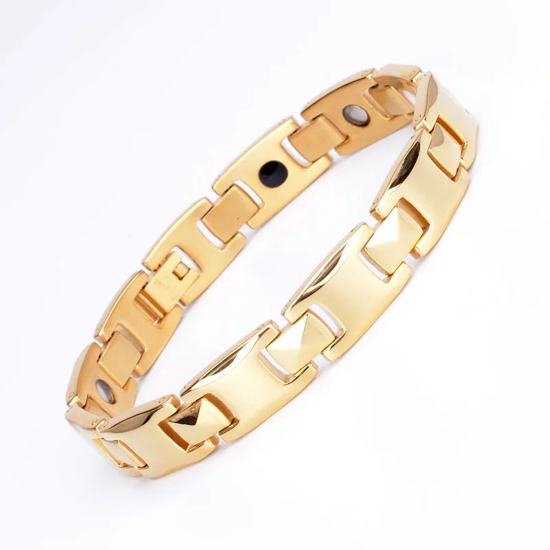 Hot Sale Stainless Steel Classic Men's Health Fitness Charm Bracelet Gold/Silver Plated High Quality Magnet Jewelry Stone MegaBDM