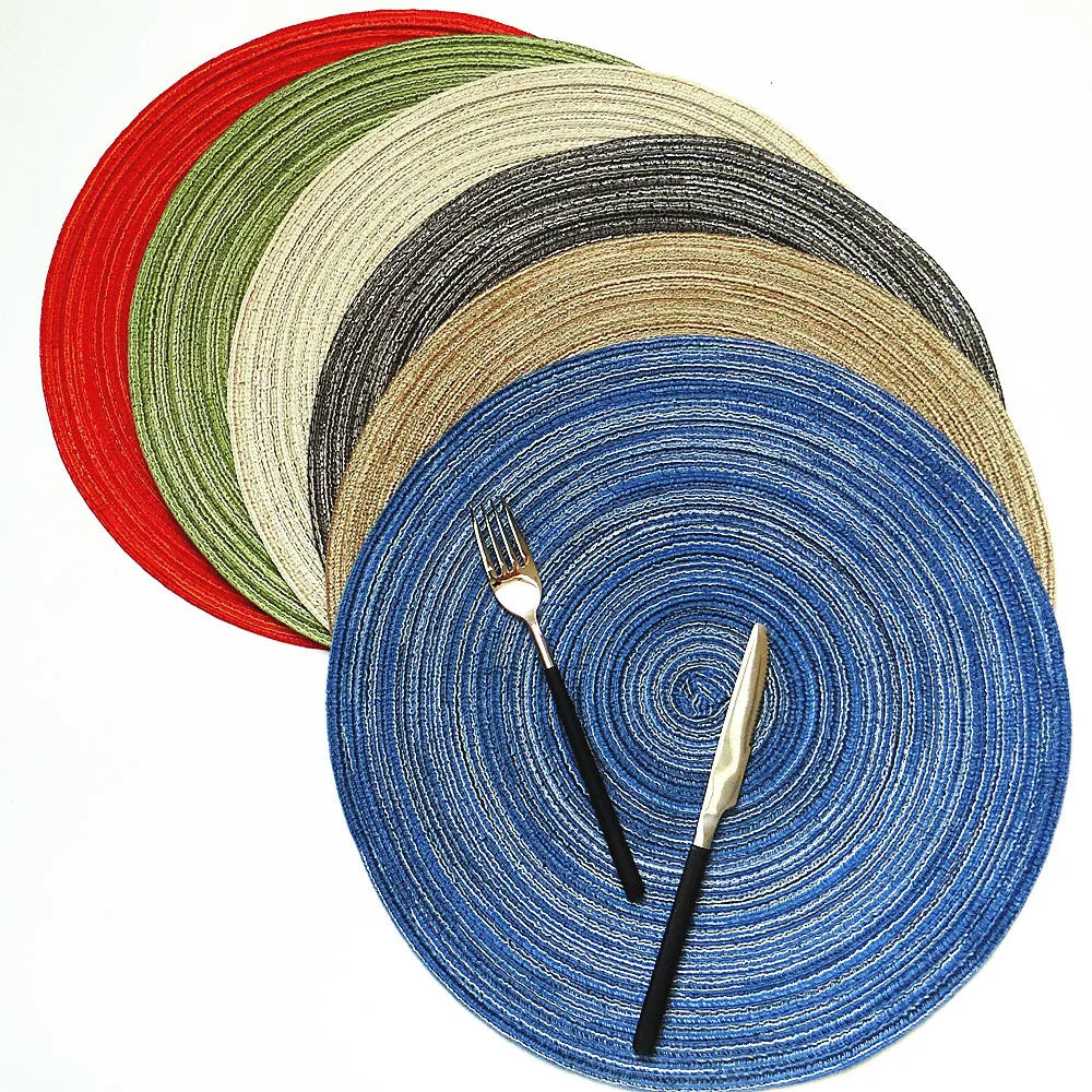 Round Tablecloths Non-Slip Linen Table Mat Kitchen Accessories Home Decor Coasters Wove Straw Placemat Tablemat