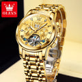 OLEVS 9910 Hot Sell Men Mechanical Automatic Steel Strap Waterproof Tourbillon Luminous Rugged Date Display Business Watch