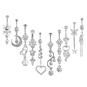 Surgical Steel Hanging Belly Rings New Trend Women Navel Piercing Jewelry Wholesale Zircon Pendant Belly Ring Piercings