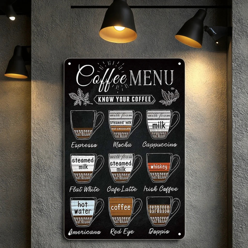 Custom Retro Metal Plaque with UV Printing-Personalized Vintage Coffee Wall Art 20x30cm CMYK Color