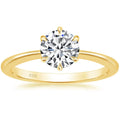 OAHLAN Fashion Jewelry 925 Sterling Silver Ring 14K Gold Plated 1 Ct Solitaire Round 5A CZ Women Engagement Bands Six Prong Ring